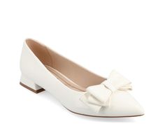 Journee Collection Ophelia Flat - Free Shipping | DSW Feminine Bow Flats For Spring, Chic Ballet Flats For Spring Weddings, Chic Ballet Flats For Wedding In Spring, Chic Spring Wedding Ballet Flats, Chic Spring Wedding Flats, White Pointed Toe Flats For Evening, Spring Formal Ballet Flats With Bow, Spring Wedding Ballet Flats With Bow, Spring Bow Flats With Low Heel