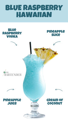 Blue Raspberry Hawaiian Pineapple Vodka Cocktails, Fruity Rum Drinks, Au Vodka, Tropical Recipes, Vodka Blue, Workout Journey, Juice Cocktails, Pineapple Vodka