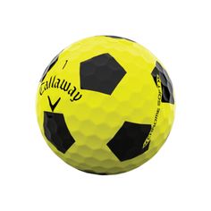 a yellow and black golf ball on a white background with the words clubwaffle