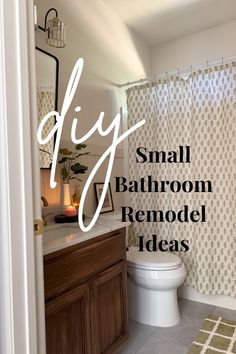 small bathroom remodel ideas with the words diy overlaying the image