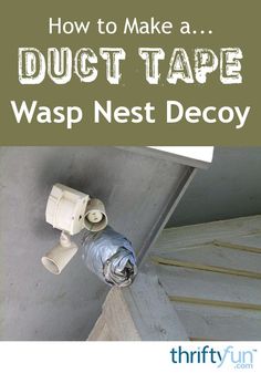 duct tape is hanging from the ceiling in front of an open door with text overlay that reads how to make a duct tape was nest decoy