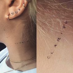 two pictures side by side, one with ear piercings and the other with tattoos on it