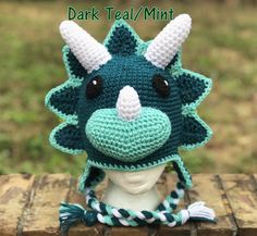 "⭐ ⭐Welcome to  KrazyHats ⭐⭐         ❤️  Processing Time  3-5 DAYS❤️  🌸 Crochet Dinosaur hat  🌸 ⭐️ Each Hat is made to order.⭐️       Custom Orders are welcome! 🌟🚦 PLEASE SELECT CORRECT SIZE and STYLE 🚦🌟 Please specify size when ordering! 6 -12 m.old -16''- 18'' 1-2    y.old-  18''- 19'' 2-4    y.old -19''-20''  4-6   y.old-  20''-21'' 7- 10 y.old - 21''-22'' Teen-Adult ⭐ READY TO SHIP ITEMS ⭐ Please be sure to check out my \"READY TO SHIP\" section of my shop, which can be found at the li Dinosaur Hat Crochet, Dinosaur Hat Pattern, Crochet Mohawk, Crochet Cowboy Boots, Crochet Dinosaur Hat, Crochet Triceratops, Dino Hat, Crochet Unicorn Hat, Crochet Dino