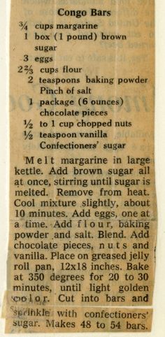 an old newspaper article with instructions on how to use the confectioner's candy bar