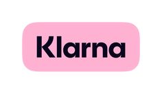 the word klarna is written in black on a pink rectangular button that says klarna