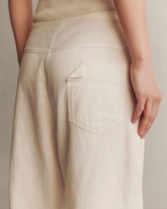 Deborah Kent's Boutique in South Tampa — Jetties Beach Pant in White Japanese Denim by TWP at Deborah Kent's Wide-leg Summer Pants With Five Pockets, Straight Leg Jeans With Welt Pockets For Summer, Summer Cotton Bottoms With Five Pockets, Relaxed Fit Cargo Pants With Five Pockets For Summer, Summer Relaxed Fit Cargo Pants With Five Pockets, Beige Tapered Leg Bottoms For Summer, Summer Wide Leg Jeans With Welt Pockets, Summer Cotton Pants With Five Pockets, Relaxed Fit Wide-leg Jeans With Welt Pockets