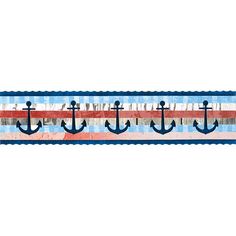 an anchor border with blue and red stripes on the bottom, along with two black anchors