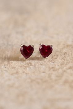 July Birthstone Earrings - Ruby Birthstone Earrings, Ruby Stone, Birthstone Earring, July Birthstone, Mom Style, Mother Day Gifts, A Heart, Heart Shape, Mother’s Day