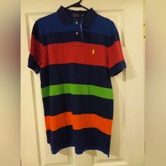 Polo Shirt Size Large Brand New With Tag Size Large Casual Multicolor Polo Collar Shirt, Collared Cotton Top In Vibrant Colors, Multicolor Cotton Polo Collar Shirt, Multicolor Cotton Polo Shirt, Multicolor Cotton Polo Collar Top, Multicolor Cotton Crew Neck Polo Shirt, Fitted Multicolor Collared T-shirt, Polo Shirt Colors, Green Polo Shirts