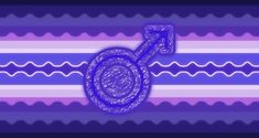 an image of the symbol for men in purple and blue colors on a striped background