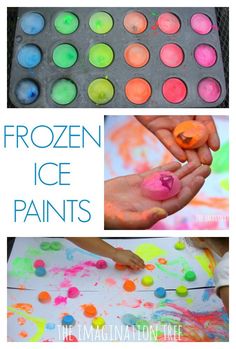 frozen ice paints are an easy and fun art project for kids to do at home