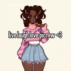 a girl in pink shirt and blue skirt with the words live laugh love preew