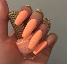 Peach Acrylic Nails, Bright Summer Acrylic Nails, Orange Acrylic Nails, Acrylic Nails Stiletto, Peach Nails, Trendy Nail Art, Summer Acrylic Nails