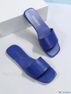 Orcajump - Open-Toe Flat Casual Sandals for Outdoor Wear - Stylish and Comfortable Slides Casual Flats, Casual Sandals, Outdoor Wear, Open Toe, Sandals, Blue, How To Wear