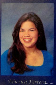 an image of a young woman smiling for the camera with her name on it's card