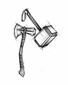 Thor Hammer Tattoo, Hammer Drawing, Tattoos For Women On Thigh, Thor Tattoo, Two Roads Diverged, Hammer Tattoo, Marvel Art Drawings, Avengers Drawings