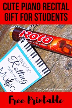 a piano gift for students with the text free printable on it and an image of a