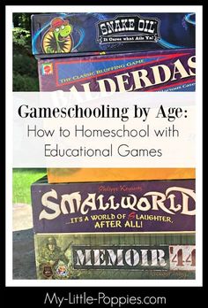 several games stacked on top of each other with text overlay that reads, how to homeschool with educational games