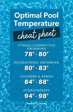 the optimal pool temperature chart for heat sheets and swimming pools is shown in blue water