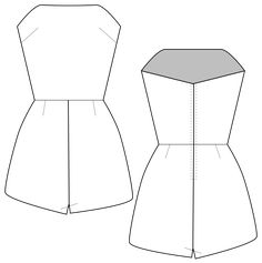 the front and back view of an origami doll's dress with short sleeves