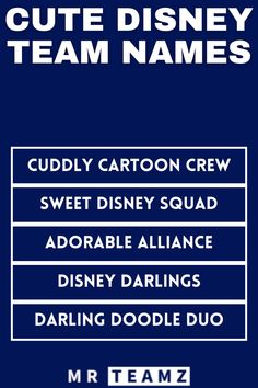 the disney team names are shown in blue and white