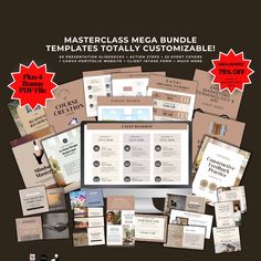 the ultimate mega bundle includes all kinds of business cards, envelopes and brochures