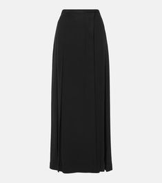 Wrap crêpe maxi skirt in black - Toteme | Mytheresa Asymmetrical Pleated Maxi Skirt For Formal Events, Relaxed Asymmetrical Rayon Maxi Skirt, Flowy Viscose Skirt For Evening, Flowy Viscose Evening Skirt, Elegant Wide Leg Viscose Maxi Skirt, Elegant Maxi Bottoms With Side Slits, Black Long Viscose Skirt, Elegant Flowy Rayon Maxi Skirt, Black Long Skirt In Viscose