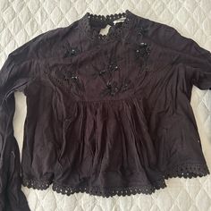 Never Worn Chic Cotton Blouse By Urban Outfitters, Urban Outfitters Tops, Sequin Top, Urban Outfitters, Sequin, Womens Tops, Women Shopping, Black, Color