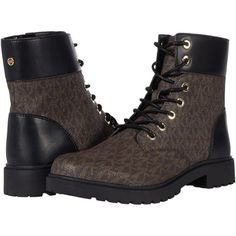 Stylish And Durable, These Michael Kors Combat Boots Feature A Monogram Design With Synthetic And Leather Upper. Ideal For Daily Wear And Outdoor Activities. Brown Synthetic / Leather Upper Rubber Outsole Lace-Up And Zip Closure Size 11m Made In Vietnam Gold-Tone Hardware Monogram Design Features: Combat Boots Size: Womens 11 Condition: New Without Box No Box Highly Rated Seller- Fast Shipper Combat Boots Style, Platform Combat Boots, Michael Kors Boots, Womens Riding Boots, Womens Combat Boots, Michael Kors Collection, Leather Riding Boots, Black Boots Women, Michael Kors Shoes