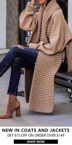 Edgy Fashion Outfits, Mens Fashion Edgy, Long Sleeve Knitted Cardigan, Mode Casual, Casual Cardigans, Long Knit, Knitted Coat, Cardigan Fashion, Looks Chic