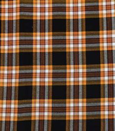 an orange and black plaid fabric