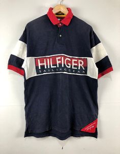 "Vintage Tommy Hilfiger Sailing Gear Shirt Pre-owned: Good used condition Size L Measurement Pit to pit 22\" Length 30.5\" I do combined shipping $3 for next t-shirt Please let me know if you have any question before buying." Summer Cotton Polo Shirt With Logo Print, Sailing Gear, Tommy Hilfiger Vintage, Polo Sport Ralph Lauren, Vintage Tommy Hilfiger, Vintage Polo Ralph Lauren, Vintage Harley, Vintage Polo, Satin Jackets