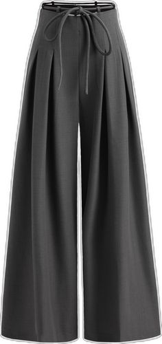 Wide Leg Pants With Pleated Waist, Pleated Wide-leg Culottes For Work, Pleated Wide-leg Workwear Culottes, Chic Wide Leg Pants With Pleated Waist, Workwear Wide Leg Pants With Tie Waist, Wide Leg Pants With Tie Waist For Work, Chic Pleated Ankle-length Wide Leg Pants, Elegant Pleated Solid Culottes, Chic Straight Pleated Culottes