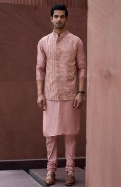 Pink Indian Outfit, Collar Kurta, Nehru Jacket For Men, Brothers Wedding, Indian Groom Wear, Kurta Cotton, Gents Kurta, Silk Pant