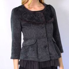 Classy Jacket That You Can Wear For Any Occasion! Great Price For Great Quality! Chic Winter Blazer With Ruffles, Classy Jacket, Charcoal Jacket, Ruffles, Cardigans, Coats Jackets, Long Sleeve Blouse, Jackets For Women, Jackets & Coats