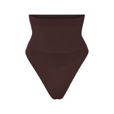 Get ultimate compression with our highest support level in this high-rise shapewear thong that sculpts, smooths, and tones your core and tummy. Wear this silky staple under everything to enhance your natural shape. Features removable adjustable straps. | SKIMS High-Waisted Thong | Deep Neutral | 4XL | Core Control Shapewear With Built-in Bra, High Stretch High Cut Shapewear With Built-in Bra, High-cut Shapewear With Built-in Bra And High Stretch, Supportive Seamless Sculpting Shapewear, Solid Full Coverage Second-skin Shapewear, Supportive Sculpting Seamless Shapewear, Full Coverage Second-skin Shapewear, Solid Second-skin Shapewear Full Coverage, Second-skin Shapewear With Full Coverage