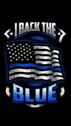 an american flag with the words, i back the blue in white lettering on a black background