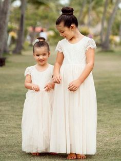 Young Girl Vintage Floral Lace Short Sleeve Tulle Maxi Flower Girl Dress Ivory   Short Sleeve  Plain A Line   Young Girls Clothing, size features are:Bust: ,Length: ,Sleeve Length: Floral Lace Shorts, Ivory Flower Girl Dresses, Girl Vintage, Lace Short, Flower Girl Dress, Girls Long Sleeve, Girl Dress, Girls Clothing, Floral Lace