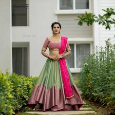 Trendy Lehenga, Lehenga Pink, Pink Dupatta, Fusion Wear, Anarkali Dresses, Half Sarees