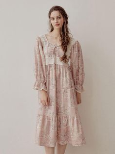 Composition : Modal 70% Cotton 30%Color : Pink, GrayCountry of Origin : Republic of Korea Feminine Long Sleeve Loungewear Dresses, Feminine Long Sleeve Dresses For Loungewear, Sleepwear Dress, Lingerie Sleepwear, Square Neck, Night Dress, Lingerie, Long Sleeve, The Originals