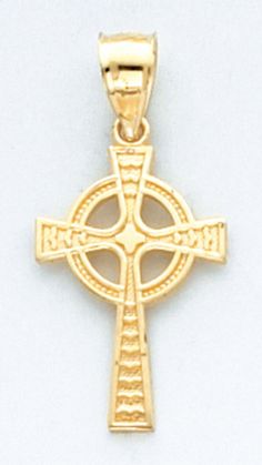 14K Gold Cross Pendant (charm). The measurements are 26.81mm in height including the bail, 12.60mm in width.