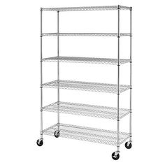 four tiered shelving unit with wheels