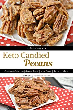 keto candied pecans on a white plate