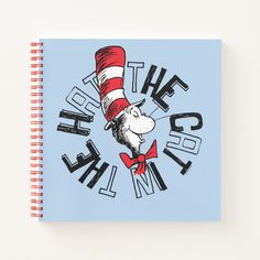 the cat in the hat spiral notebook is printed with an image of dr seuss