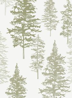 a white and green tree wallpaper with trees on the back ground in different shades