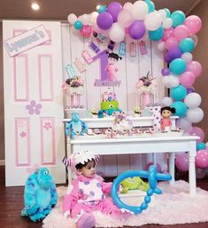 Monsters Inc Girl Birthday Party Ideas, Monsters Inc 1st Birthday Girl, Boo Monsters Inc Party Ideas, Monsters Inc Birthday Party Ideas, Monsters Inc Decorations, Monsters Inc Baby Shower, Girly Party Ideas, Monster 1st Birthdays, Monster Inc Birthday