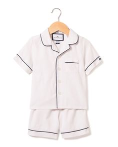 Petite Plume Classic Pajama Set w/ Contrast Piping, Size 6M-14 | Neiman Marcus White Short Set, Classic Pajamas, Baby Pajamas, Contrast Piping, Short Pajama Set, Short Set, Kids Pajamas, White Short, Pajama Shorts