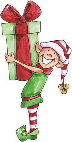 a drawing of a person holding a large present