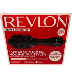 Revlon One-Step Hair Dryer & Volumizer Hot Air Brush, Black Blow Dryer Brand New In A Retail Box Style, Dry & Volumize Your Hair In One Step! Max Drying Power With 30% Less Frizz And Helps Reduce Hair Damage Unique Non-Detachable Oval Brush Design For Smoothing The Hair, While The Round Edges Create Volume. Designed With Nylon Pin & Tufted Bristles For Detangling, Improved Volume, And Control 3 Heat/Speed Settings With Cool Option For Styling Flexibility Safety First: The Revlon One Step Hair Dr Revlon Curling Iron, One Step Hair Dryer, Revlon Hair Dryer, Salon Blowout, Salon Hair Dryer, Hot Air Brush, Oval Brush, Second Day Hairstyles, Ionic Hair Dryer