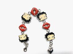 Vintage Betty Boop bracelet, enamel Retro Collectible Enamel Jewelry, Retro Enamel Bracelets For Gifts, Retro Enamel Bracelet For Gift, Retro Enamel Bracelets For Gift, Nickel-free Enamel Retro Jewelry, Betty Boop Bracelet, Vintage Betty Boop, Shell Bracelet, Macrame Necklace